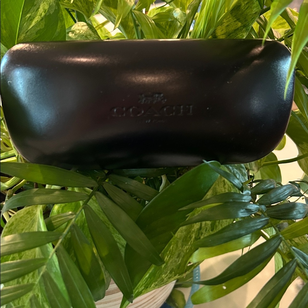 Coach New York Black Eyewear Hard Case Sunglasses Clam Shell Opening